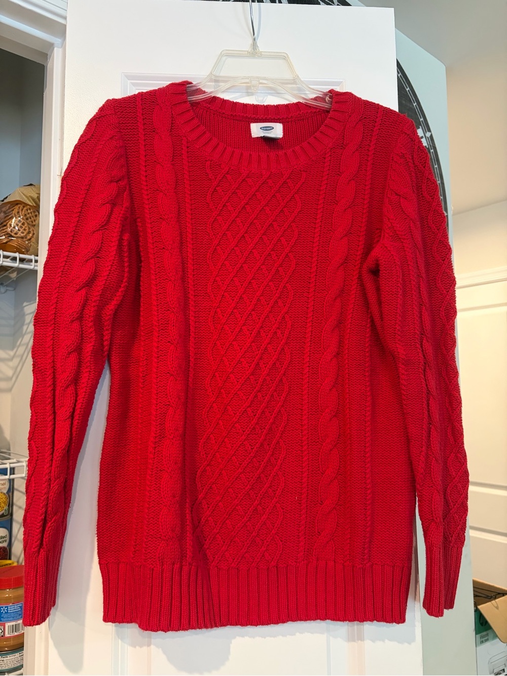 Old Navy Red Cable-Knit Crewneck Sweater
